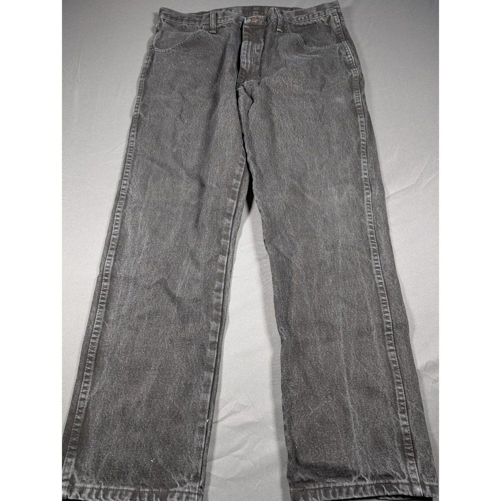 Rustler Mens Regular Fit Straight Leg Jeans Faded Black Denim 36x30